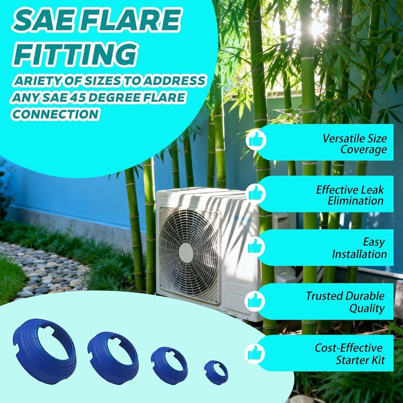 ZGTools 10 x 3/8" Leak-Free SAE Flare Fitting, HVAC Leak Free SAE Flare Connections Eliminates Refrigerant Leaks, Stop Leak Seal kit For Schrader Valve, Refrigeration, HVAC & Mini Split Kit - Image 5
